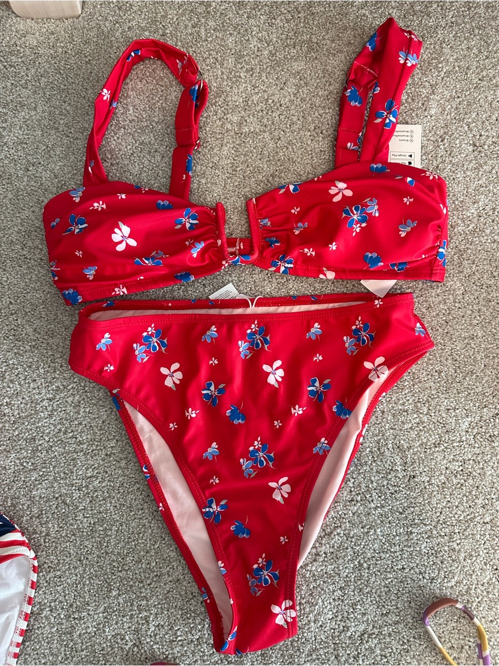 Cupshe Red Floral Two-Piece Bikini